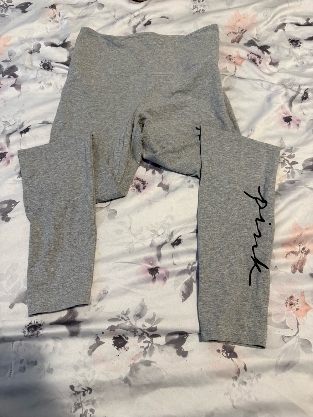 PINK Victoria's Secret Grey Leggings with Black Script
